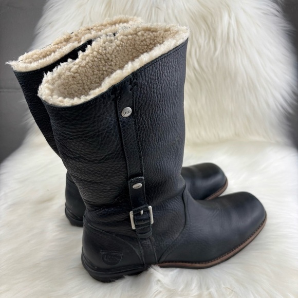UGG Bellevue Tall Winter Fur Leather Boots  size 9 - Picture 2 of 11
